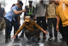 Diguyur Hujan Deras, Bupati Syamsul Lakukan Titik Nol Pembangunan 2 Link Jalan 