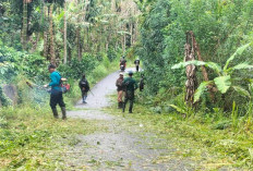 Jalan Desa Menyemak, Warga Temdak Gotong Royong Tebas Bayang