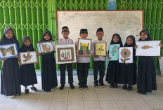  Pelajar SDN 7 Seberang Musi Buat Kolase dari Biji-bijian