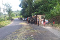 Truk Berisi Basreng Terguling di Kepahiang