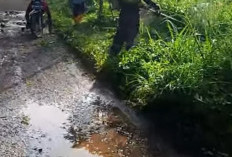Jelang Idul Fitri: Pemdes Karang Endah  Bersihkan Jalan 