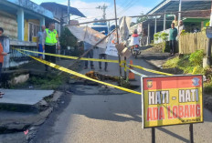 Cegah Kecelakaan, Polres Rejang Lebong Pasang Rambu Peringatan di Jalan Amblas